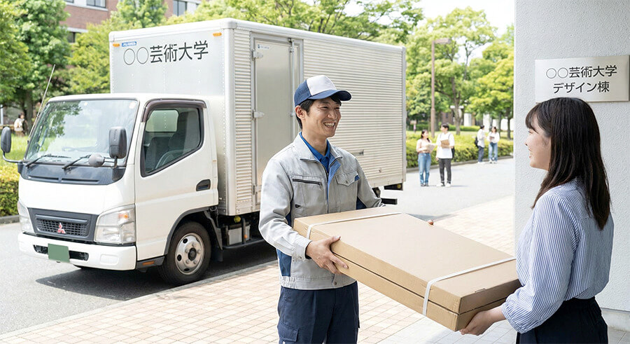 スチレンボードをカッターでカットしている画像