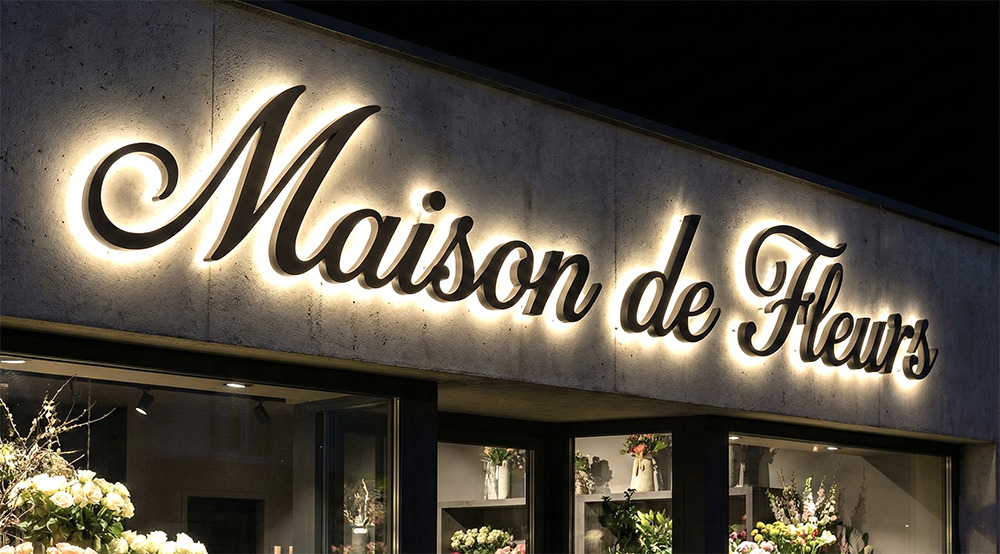 背面が発光するバックライトチャンネル文字の看板